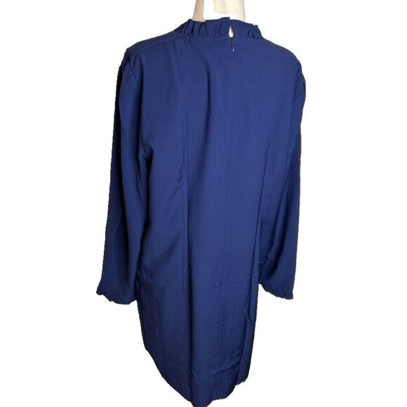 J.Crew Womens $110 Ruffleneck Shift Dress Antique Navy Size 12 BT122 - Picture 3 of 7